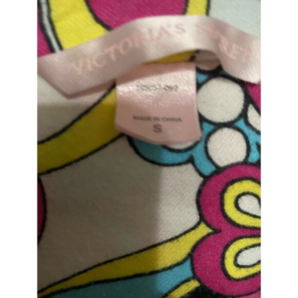 Victoria's Secret 2 pc Pajama Set Small Flannel Pink Yellow - Picture 3 of 10